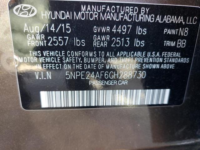 5NPE24AF6GH288730 - 2016 HYUNDAI SONATA SE CHARCOAL photo 12