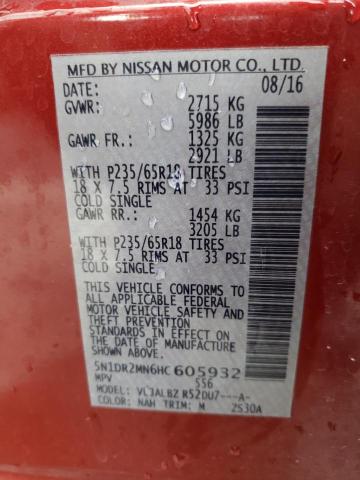 5N1DR2MN6HC605932 - 2017 NISSAN PATHFINDER S BURGUNDY photo 13