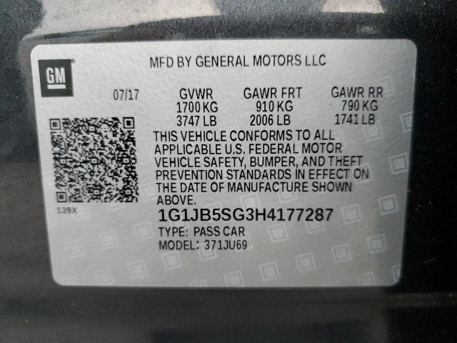 1G1JB5SG3H4177287 - 2017 CHEVROLET SONIC LS შავი ფოტო 12