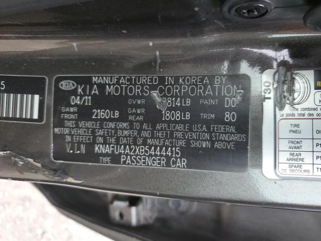 KNAFU4A2XB5444415 - 2011 KIA FORTE EX GRAY photo 12