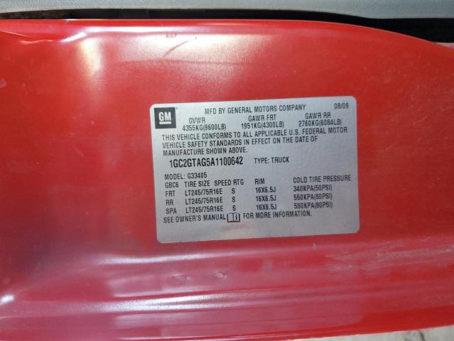 1GC2GTAG5A1100642 - 2010 CHEVROLET EXPRESS G3 RED photo 12