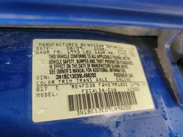 3N1BC13E09L498202 - 2009 NISSAN VERSA S BLUE photo 12