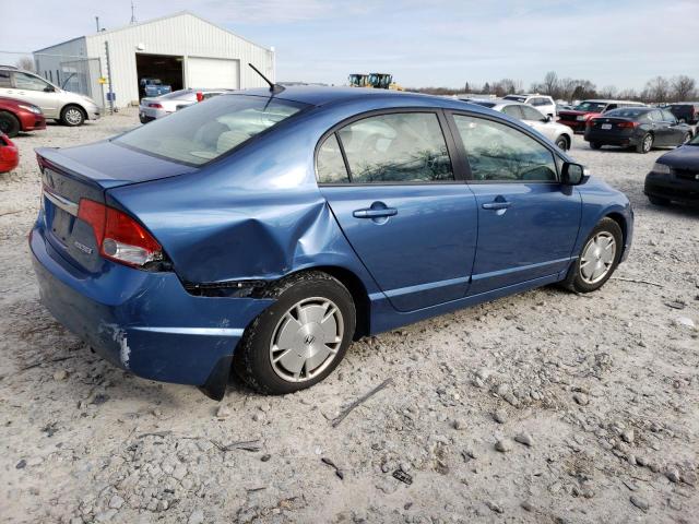 JHMFA3F2XAS006023 - 2010 HONDA CIVIC HYBRID BLUE photo 3