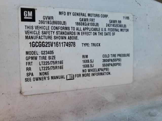 1GCGG25V161174978 - 2006 CHEVROLET EXPRESS G2 WHITE photo 13