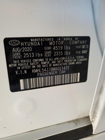 KMHL54JJ8MA021431 - 2021 HYUNDAI SONATA HYBRID WHITE photo 12