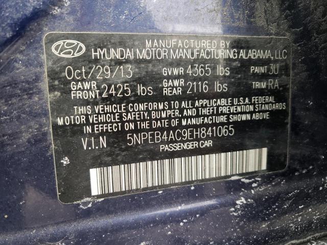 5NPEB4AC9EH841065 - 2014 HYUNDAI SONATA GLS BLUE photo 12