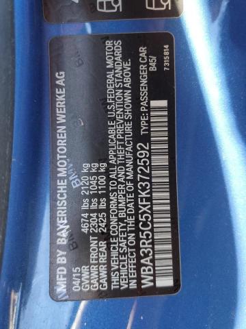 WBA3R5C5XFK372592 - 2015 BMW 435 XI BLUE photo 12