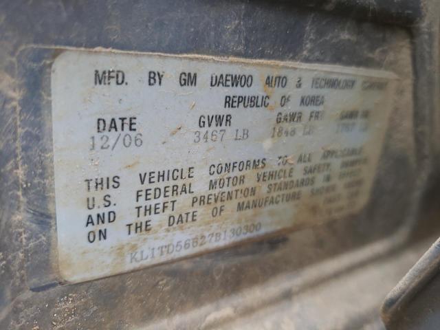 KL1TD56627B130300 - 2007 CHEVROLET AVEO BASE Gümüş foto 12