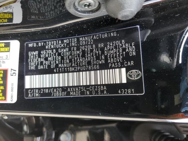 4T1T11BK2PU078566 - 2023 TOYOTA CAMRY SE NIGHT SHADE BLACK photo 12