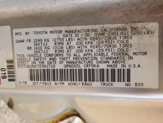 5TETU62NX7Z341719 - 2007 TOYOTA TACOMA PRERUNNER ACCESS CAB SILVER photo 12