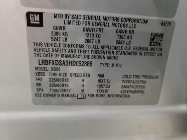 LRBFXDSA3HD052888 - 2017 BUICK ENVISION ESSENCE Արծաթագույն լուսանկար 12