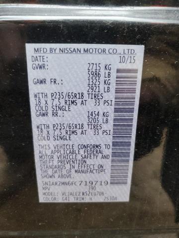 5N1AR2MN6FC719719 - 2015 NISSAN PATHFINDER S BLACK photo 14