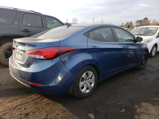 KMHDH4AE8GU486048 - 2016 HYUNDAI ELANTRA SE BLUE photo 3