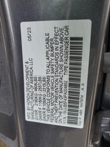 19UUB5F43PA004892 - 2023 ACURA TLX TECHNOLOGY GRAY photo 13