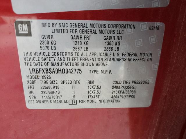 LRBFXBSA0HD042775 - 2017 BUICK ENVISION ESSENCE أحمر صورة 14