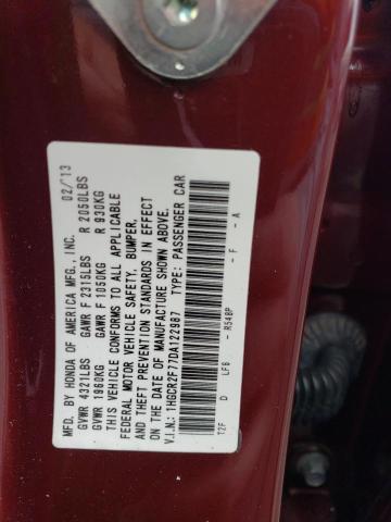 1HGCR2F77DA122987 - 2013 HONDA ACCORD EX BURGUNDY photo 12