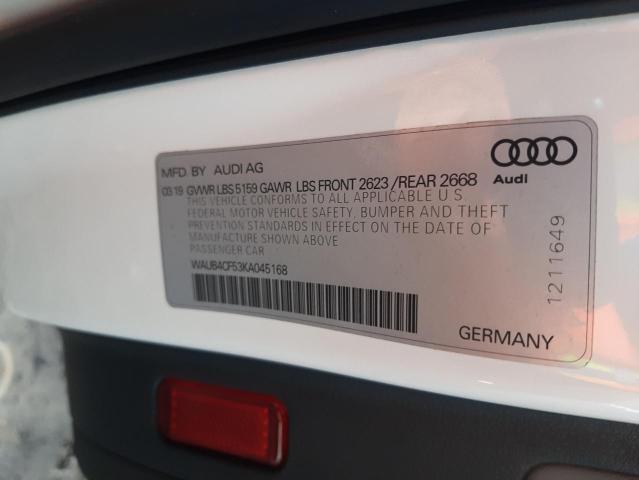 WAUB4CF53KA045168 - 2019 AUDI S5 PREMIUM PLUS 白色 照片 12