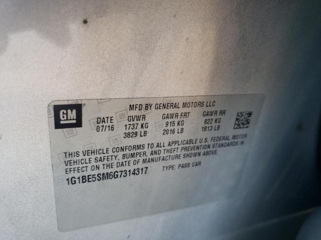 1G1BE5SM6G7314317 - 2016 CHEVROLET CRUZE LT SILVER photo 12