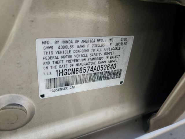 1HGCM66574A052640 - 2004 HONDA ACCORD EX TAN photo 12