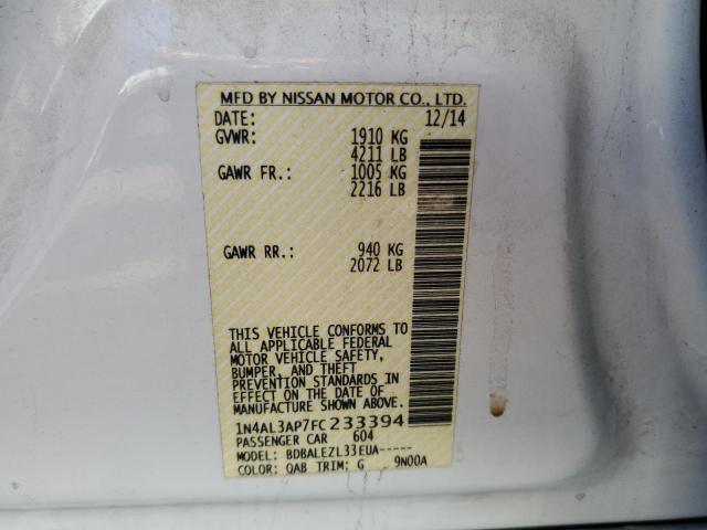 1N4AL3AP7FC233394 - 2015 NISSAN ALTIMA 2.5 WHITE photo 12