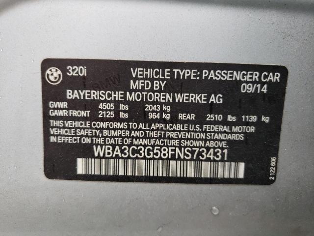 WBA3C3G58FNS73431 - 2015 BMW 320 I XDRIVE SILVER photo 12