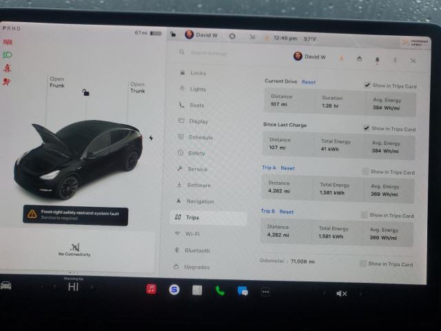 5YJYGAEE1MF199950 - 2021 TESLA MODEL Y BLACK photo 9