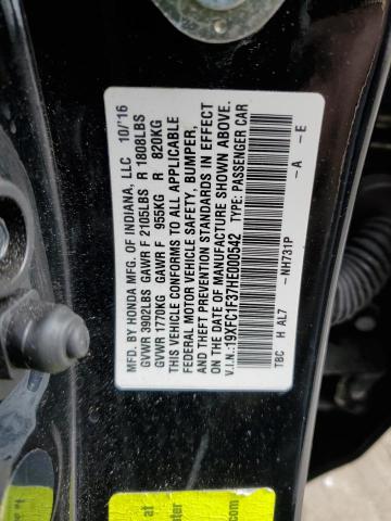 19XFC1F37HE000542 - 2017 HONDA CIVIC EX BLACK photo 13