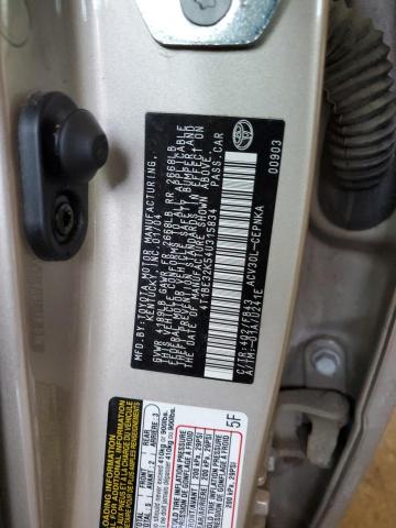 4T1BE32K54U315834 - 2004 TOYOTA CAMRY LE TAN photo 12