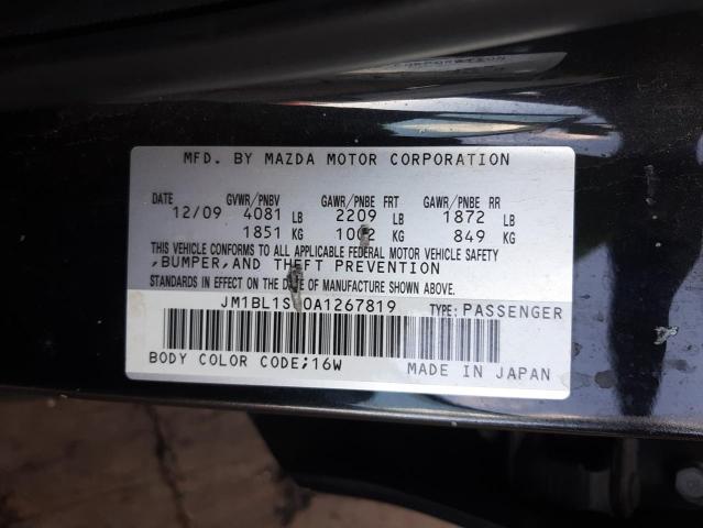 JM1BL1S60A1267819 - 2010 MAZDA 3 S BLACK photo 12