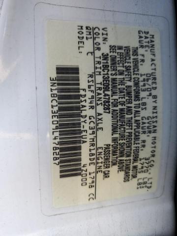 3N1BC13E09L478287 - 2009 NISSAN VERSA S WHITE photo 12