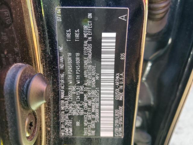 5TDKKRFH8ES035751 - 2014 TOYOTA HIGHLANDER XLE BLACK photo 13