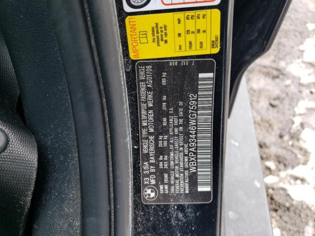 WBXPA93446WG75912 - 2006 BMW X3 3.0I BLACK photo 13