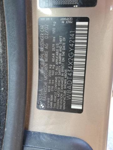 WBADT434X2GY42141 - 2002 BMW 525 I AUTOMATIC BEIGE photo 12