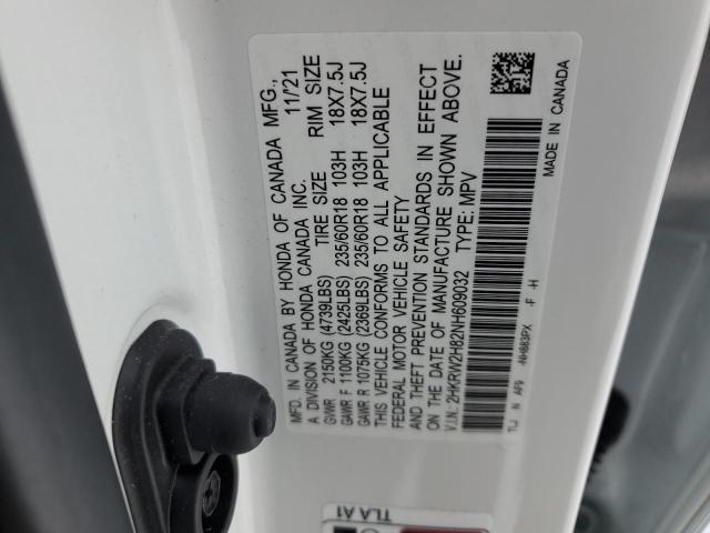 2HKRW2H82NH609032 - 2022 HONDA CR-V EXL WHITE photo 13