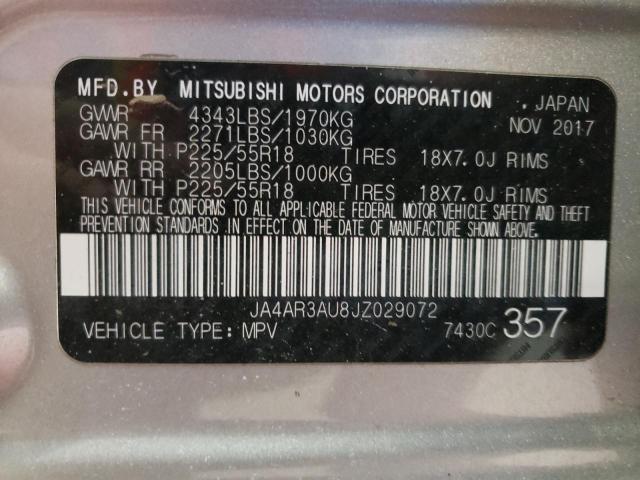 JA4AR3AU8JZ029072 - 2018 MITSUBISHI OUTLANDER ES SILVER photo 14