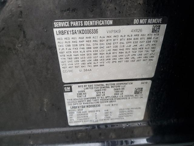 LRBFX1SA1KD006336 - 2019 BUICK ENVISION PREFERRED BLACK photo 13