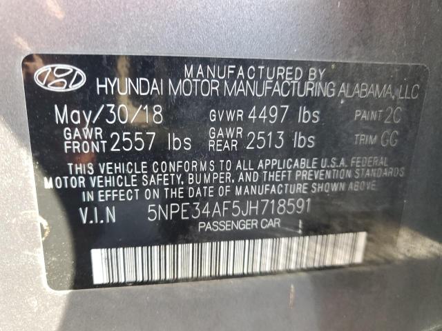 5NPE34AF5JH718591 - 2018 HYUNDAI SONATA SPORT GRAY photo 13