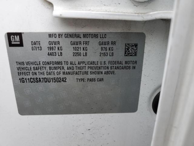 1G11C5SA7DU150242 - 2013 CHEVROLET MALIBU 1LT WHITE photo 13