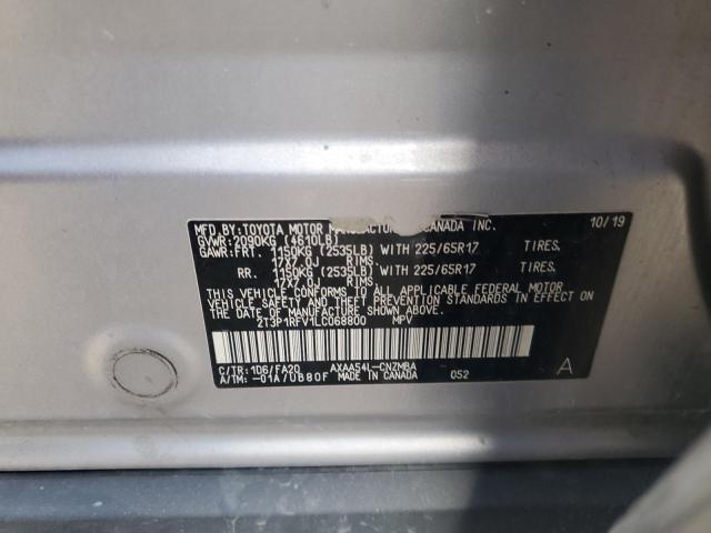 2T3P1RFV1LC068800 - 2020 TOYOTA RAV4 XLE SILVER photo 13