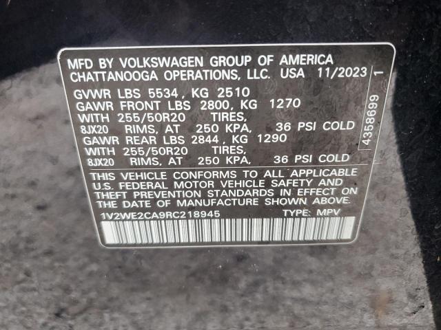 1V2WE2CA9RC218945 - 2024 VOLKSWAGEN ATLAS CROS SE BLACK photo 13