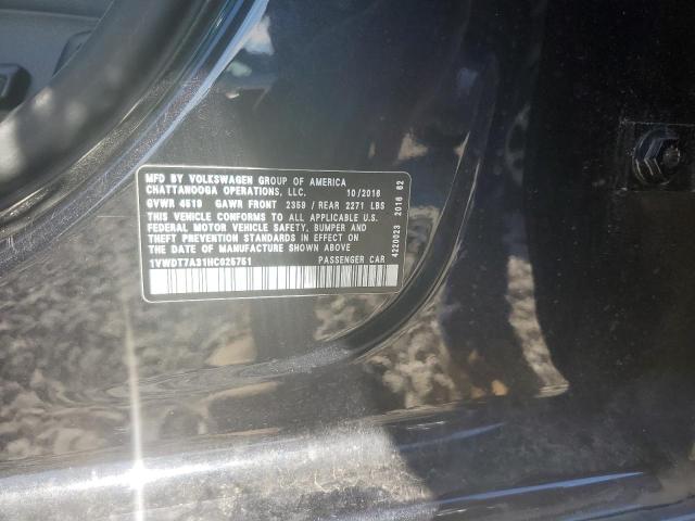 1VWDT7A31HC025751 - 2017 VOLKSWAGEN PASSAT R-LINE Schwarz Foto 12