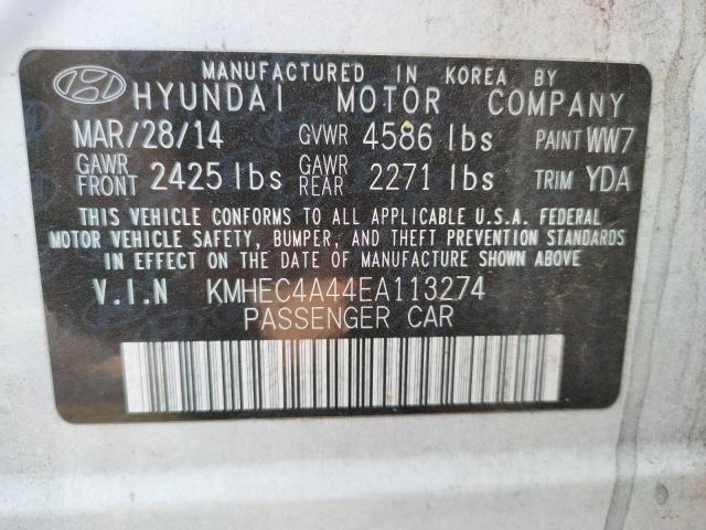 KMHEC4A44EA113274 - 2014 HYUNDAI SONATA HYBRID WHITE photo 12