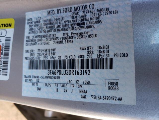 3FA6P0LU3DR163192 - 2013 FORD FUSION SE HYBRID SILVER photo 12