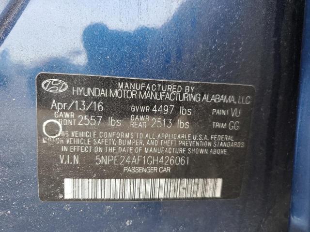 5NPE24AF1GH426061 - 2016 HYUNDAI SONATA SE BLUE photo 12