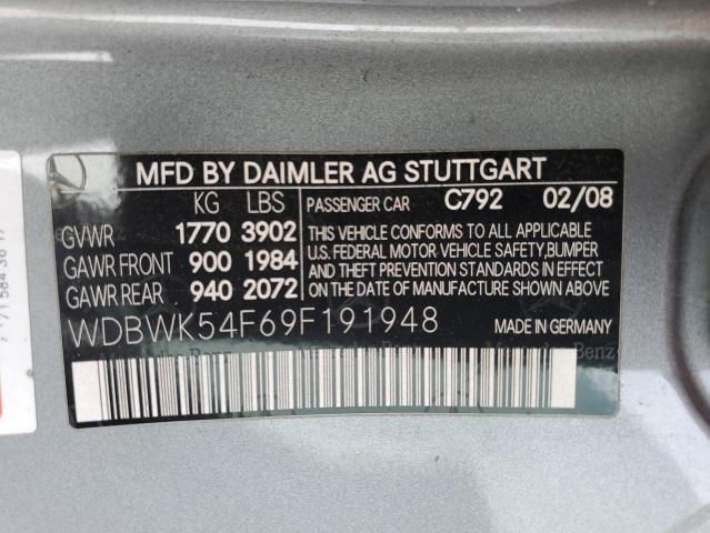 WDBWK54F69F191948 - 2009 MERCEDES-BENZ SLK 300 GRAY photo 12