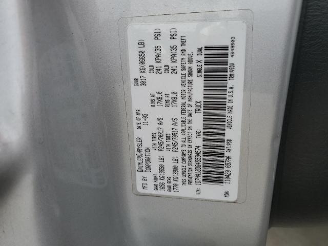 1D7HA18D64S594574 - 2004 DODGE RAM 1500 ST SILVER photo 12