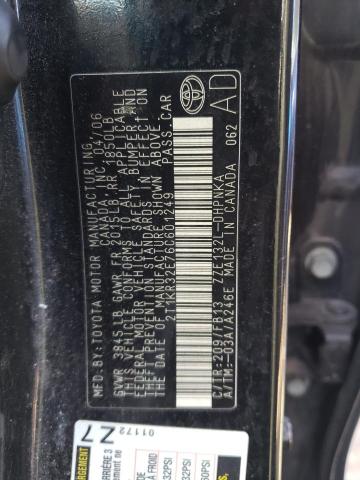 2T1KR32E76C601249 - 2006 TOYOTA COROLLA MA XR BLACK photo 12