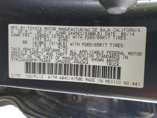 3TMJU4GN9FM176469 - 2015 TOYOTA TACOMA DOUBLE CAB PRERUNNER GRAY photo 12