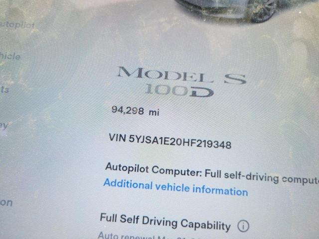 5YJSA1E20HF219348 - 2017 TESLA MODEL S Սպիտակ լուսանկար 9