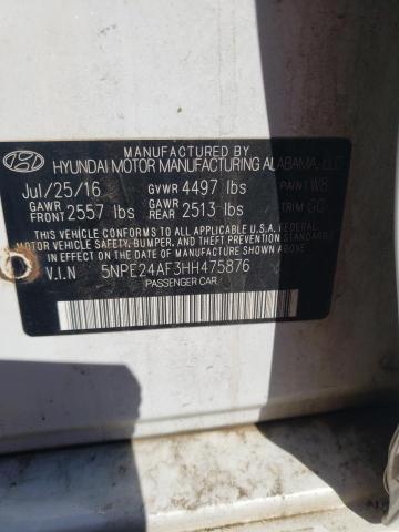 5NPE24AF3HH475876 - 2017 HYUNDAI SONATA SE WHITE photo 12